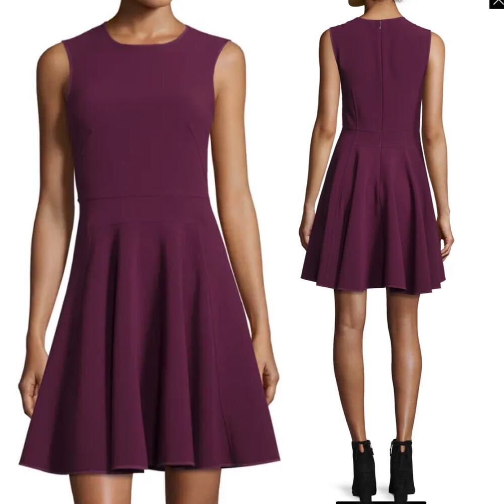 Rebecca Taylor Dress Fit & Flare Sleeveless Suiting Circle Purple Womens size 8